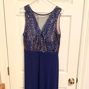 BLUE SEQUIN PROM DRESS